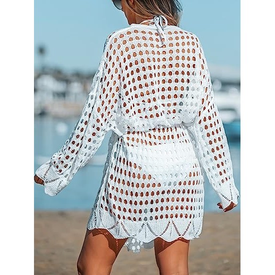 Swimsuit Beach Mini Dress with Long Sleeves