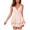 Womens Ruffle Hem Flowy Swing Mini Short Wrap Dress