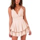 Womens Ruffle Hem Flowy Swing Mini Short Wrap Dress