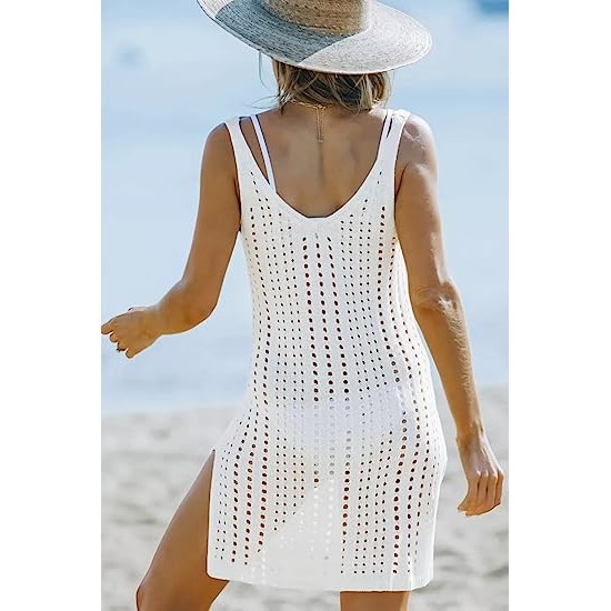 Women's Swimwear White Bikini Cover-Up Sexy Sleeveless