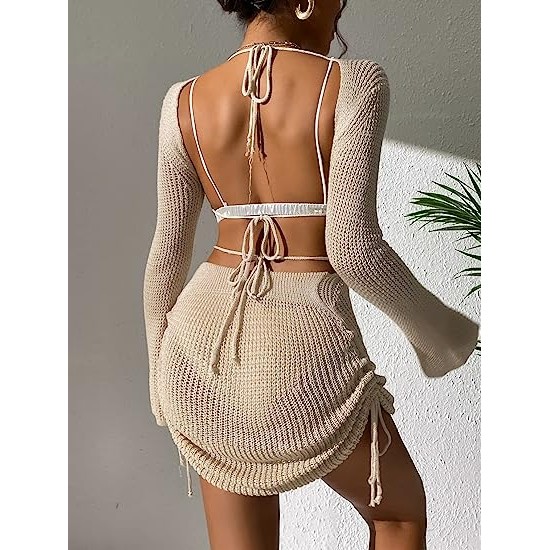 Women's Knitted Swimsuit  Beach Cover Up Dress