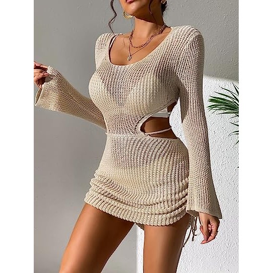 Women's Knitted Swimsuit  Beach Cover Up Dress