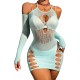 Women's Sheer Fishnet Cold Shoulder Cut Out Dresses