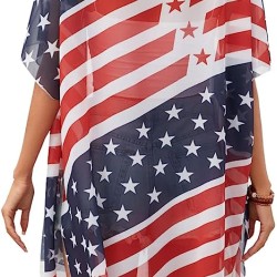 American Flag Print Kimono Lightweight Cardigan