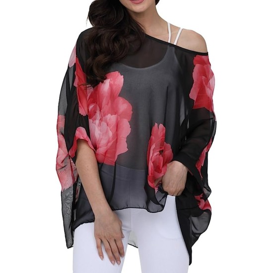 Women's Chiffon  Top Cover up Batwing Blouse