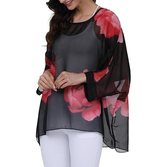 Women's Chiffon  Top Cover up Batwing Blouse