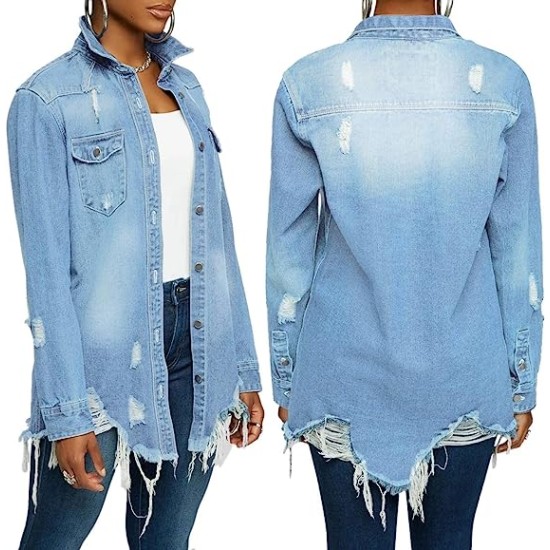 Distressed Jean Jacket for Women