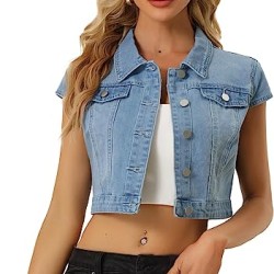 Summer Short Sleeve Cropped Jean Denim Jacket