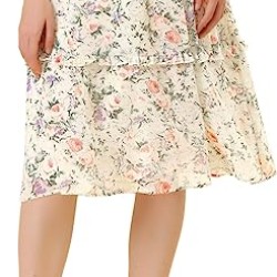 Women's Floral Skirts Smocked Elastic Waist Skirt