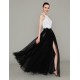 Long Floor Length Wedding Evening Party Prom Tulle Skirt with Slit