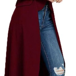 Women Long Dovetail Gothic Trench Coat Front Zipper Up Tailcoat Jacket